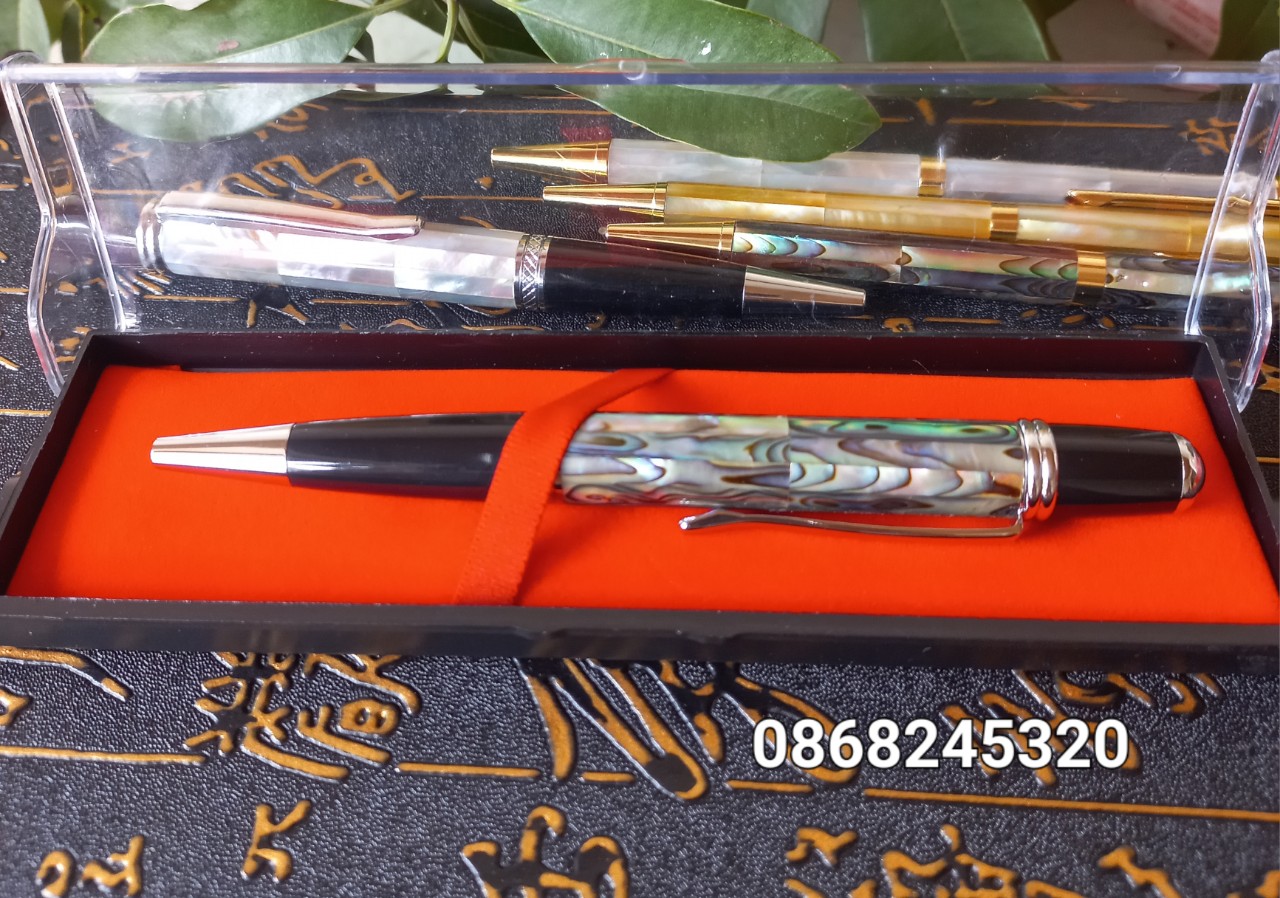 Bút bi viết ký phong cách lịch mãn đẳng cấp khảm vỏ bào ngư xanh