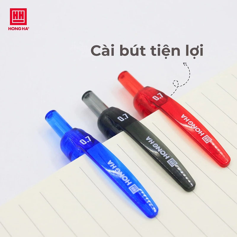 Hộp 12 Bút Gel Hồng Hà dạng bấm, có grip đầu ngòi 0.7mm cho nét viết êm, trơn - 2769 HH-209