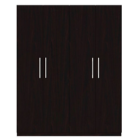 Tủ quần áo gỗ MDF Tundo 4 cánh 2 ngăn treo màu nâu đậm 180 x 55 x 220cm