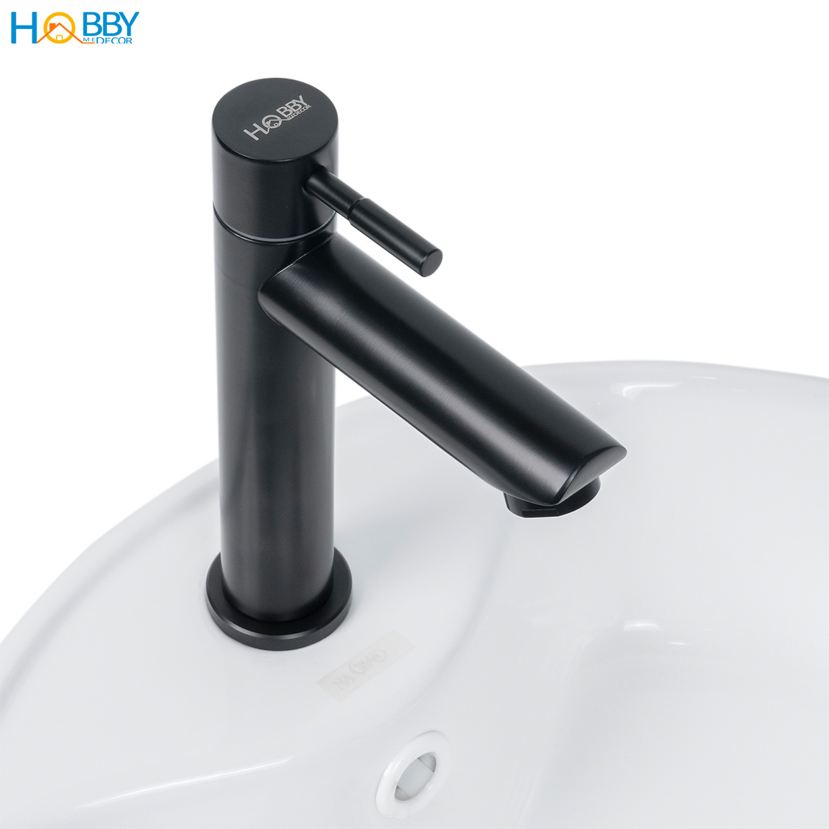 Vòi chậu rửa mặt lavabo lạnh Inox 304 sơn đen Hobby Home Decor LBL4D