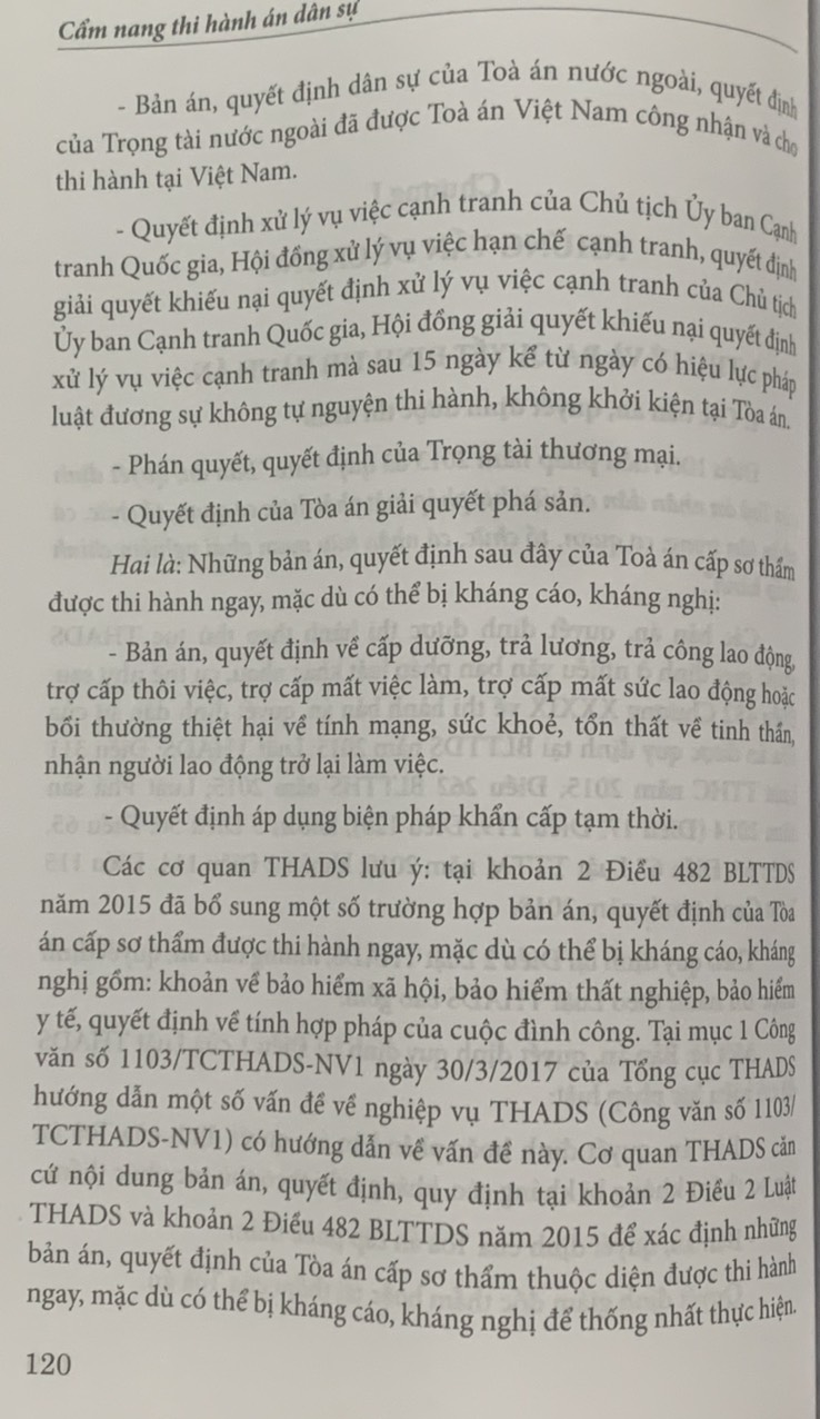 Cẩm nang thi hành án dân sự (Tái bản lần thứ hai, có sửa đổi, bổ sung)