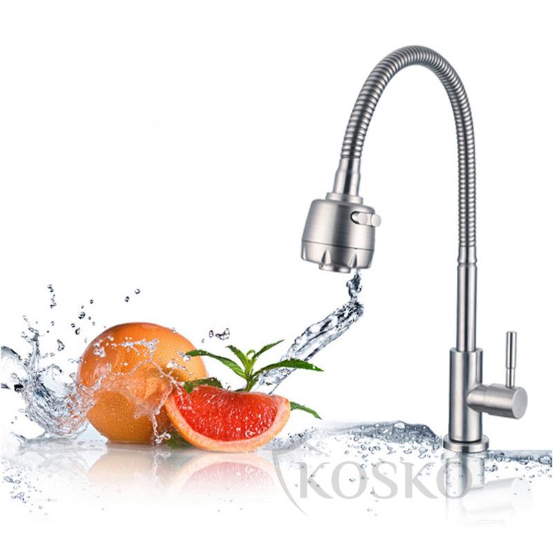 Vòi nước rửa chén bát Inox 304 Cắm chậu Cần mềm - Bát sen 1 Đường Nước (bảo hành 12 tháng)