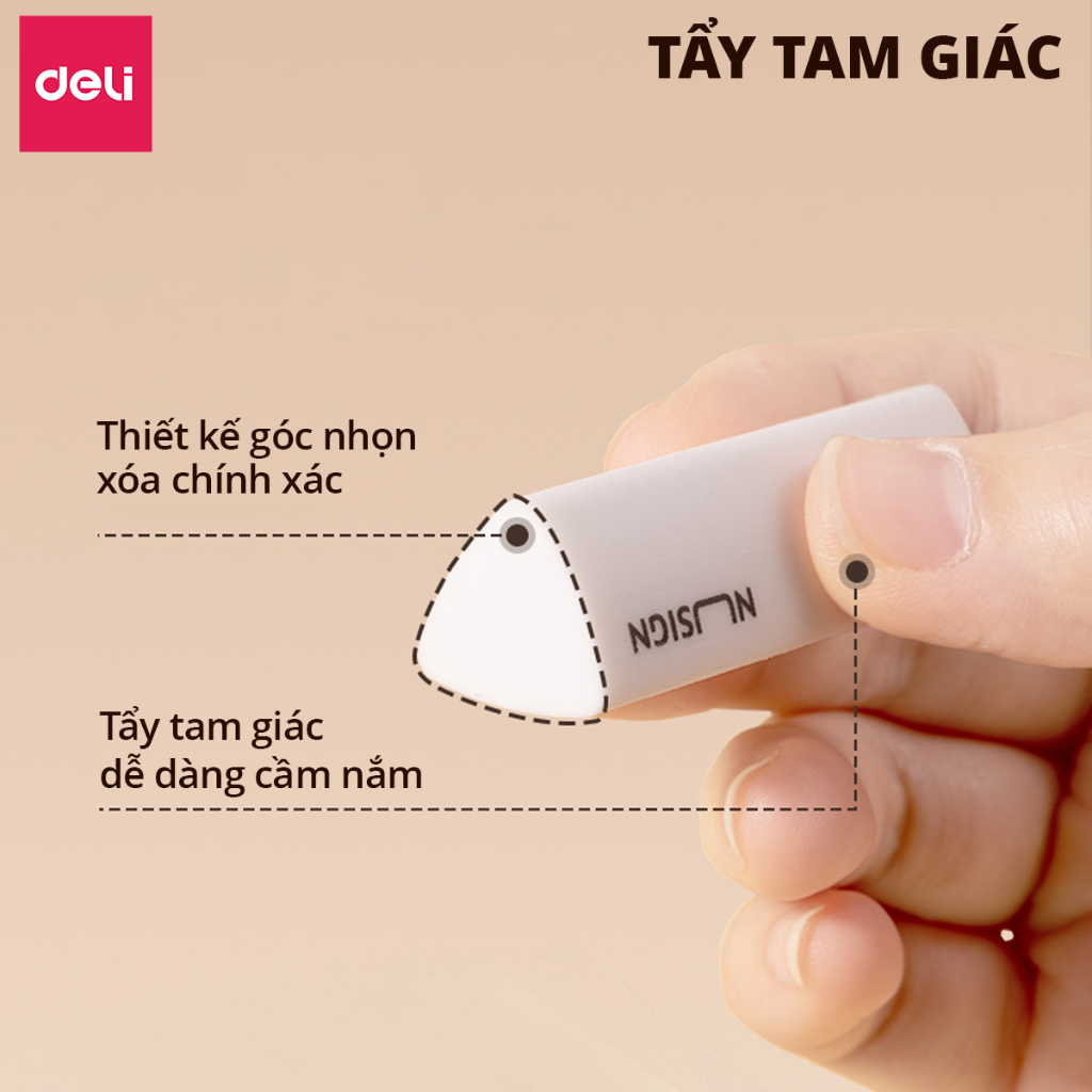 Hôp 6 Gôm Tẩy Siêu Sạch Deli Nusign Cao Cấp Tẩy Mềm Siêu Sạch Ít Vụn Không Mòn Rách Giấy Dụng Cụ Học Tập Cho Học Sinh