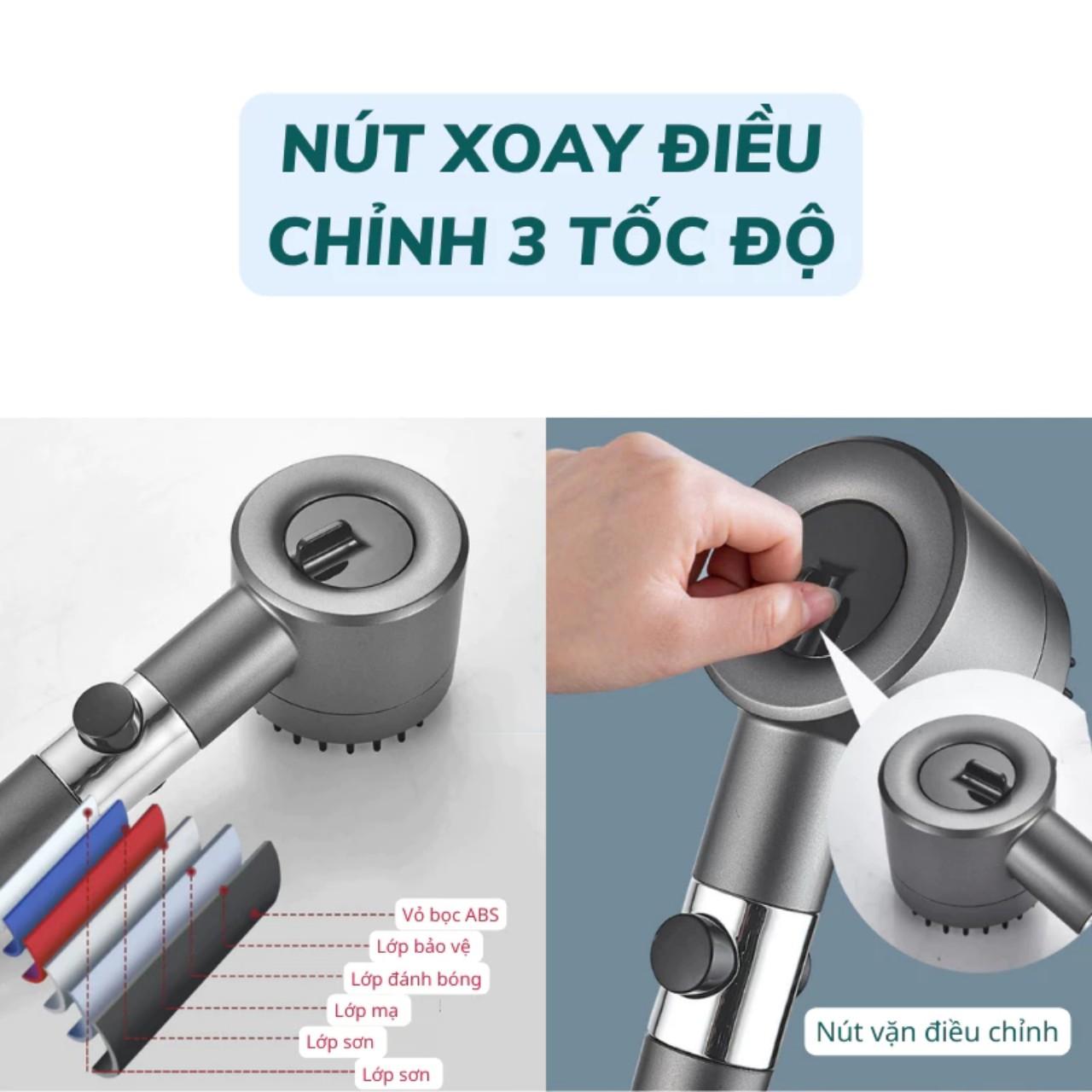 Vòi Sen Tăng Áp, Đầu Vòi Hoa Sen Mát Xa 4 Trong 1, 3 Chế Độ Áp Suất Cao Tiết Kiệm Nước, Lõi Cotton Lọc Cho Nhà Tắm - HÀNG chính hãƞg MINIIN