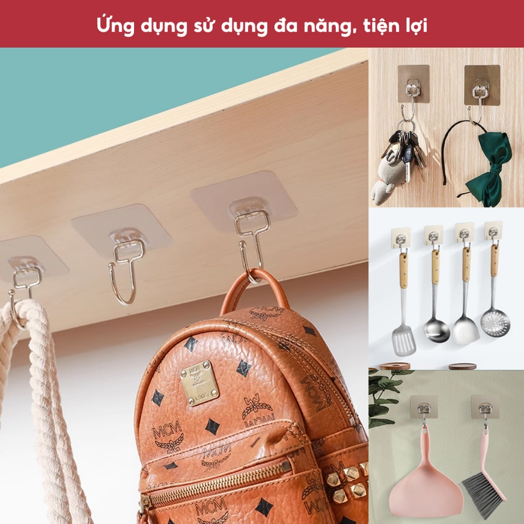 Móc Dán Tường Siêu Dính Chịu Lực Inox 304, Móc Dính Tường Treo Đồ Quần Áo Đồ Dùng Đa Năng Tiện Ích
