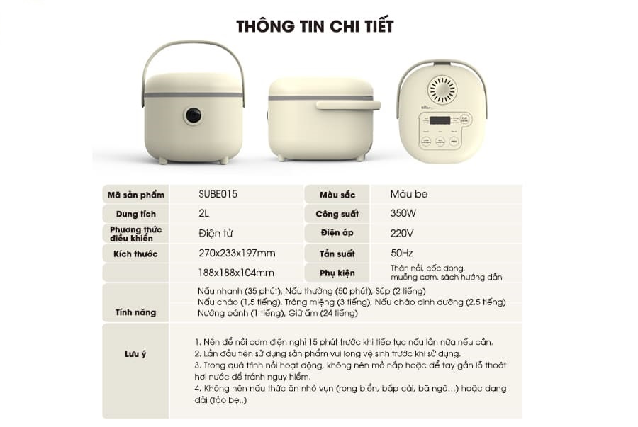 Nồi cơm điện thông minh Bear SUBE015 DFB-B20A1- Hàng chính hãng