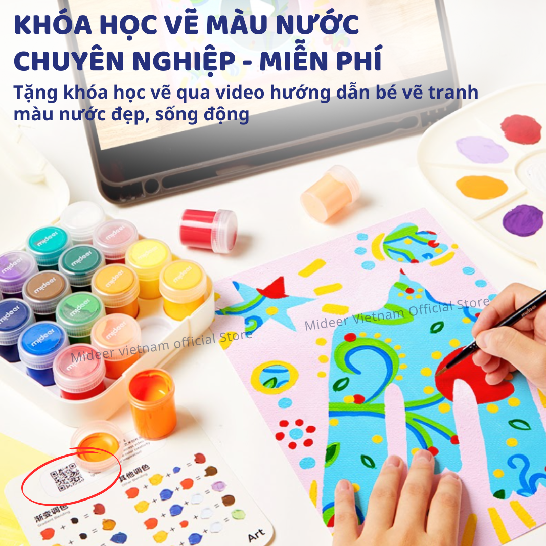 Màu sơn dầu Acrylic Mideer Portable Gouache Paint Bucket Set
