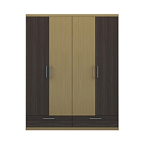 TỦ QUẦN ÁO GỖ CÔNG NGHIỆP 4 CÁNH OHAHA (NÂU TRẮNG VÀNG) - TQA012