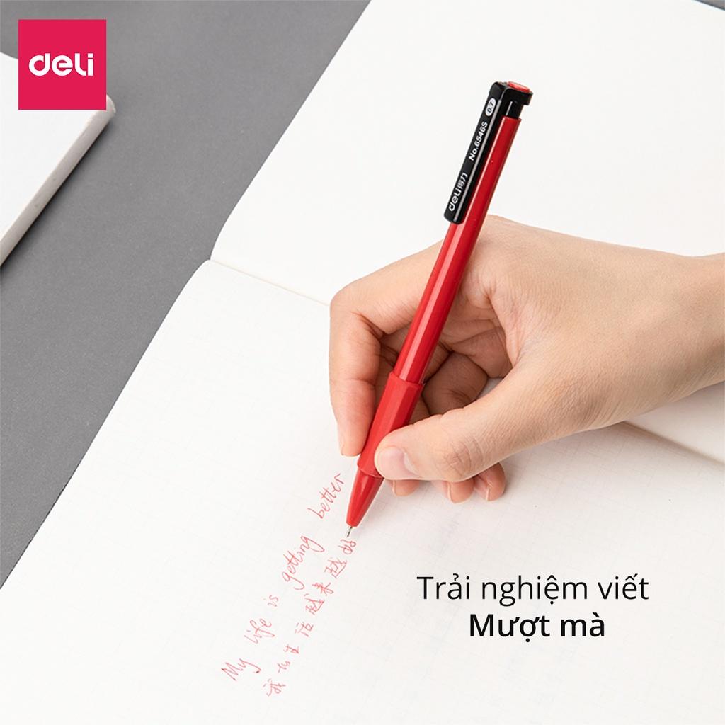 Combo 5-10-20 Bút Bi Viêt Bi Bấm Văn Phòng Học Sinh 0.7mm Deli - Đầu Bấm Thiết Kế Chống Trượt Tiện Dụng - 6546S