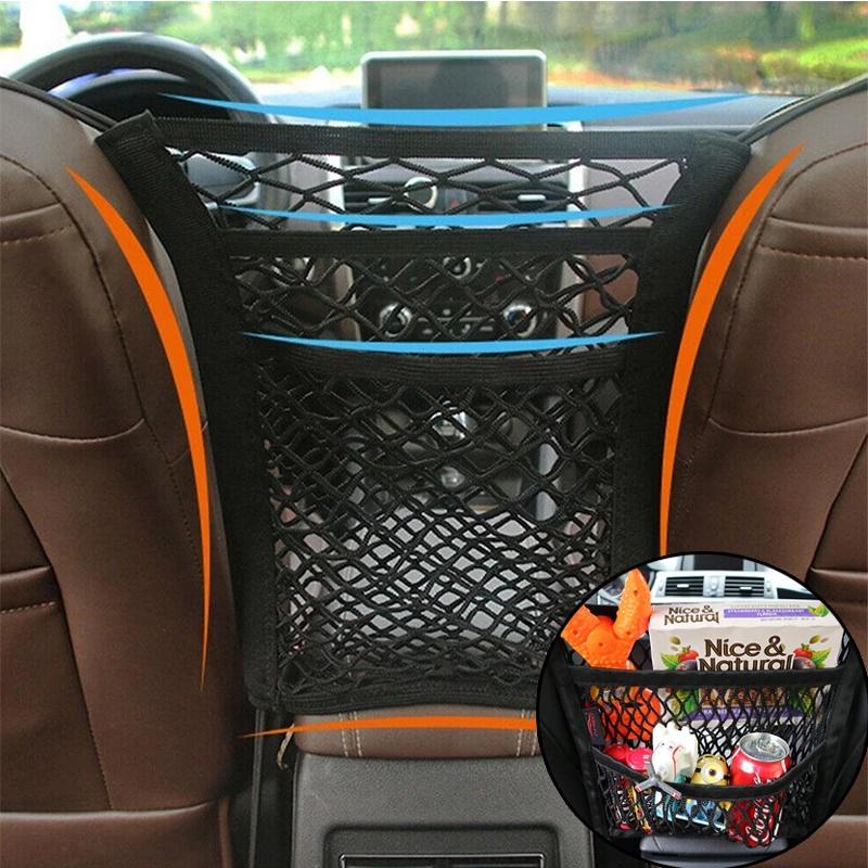 Túi lưới gắn ghế ô tô 3 lớp đa năng vách ngăn ghế sau xe ô tô đàn hồi đa chức năng giúp lái xe an toàn Freeship