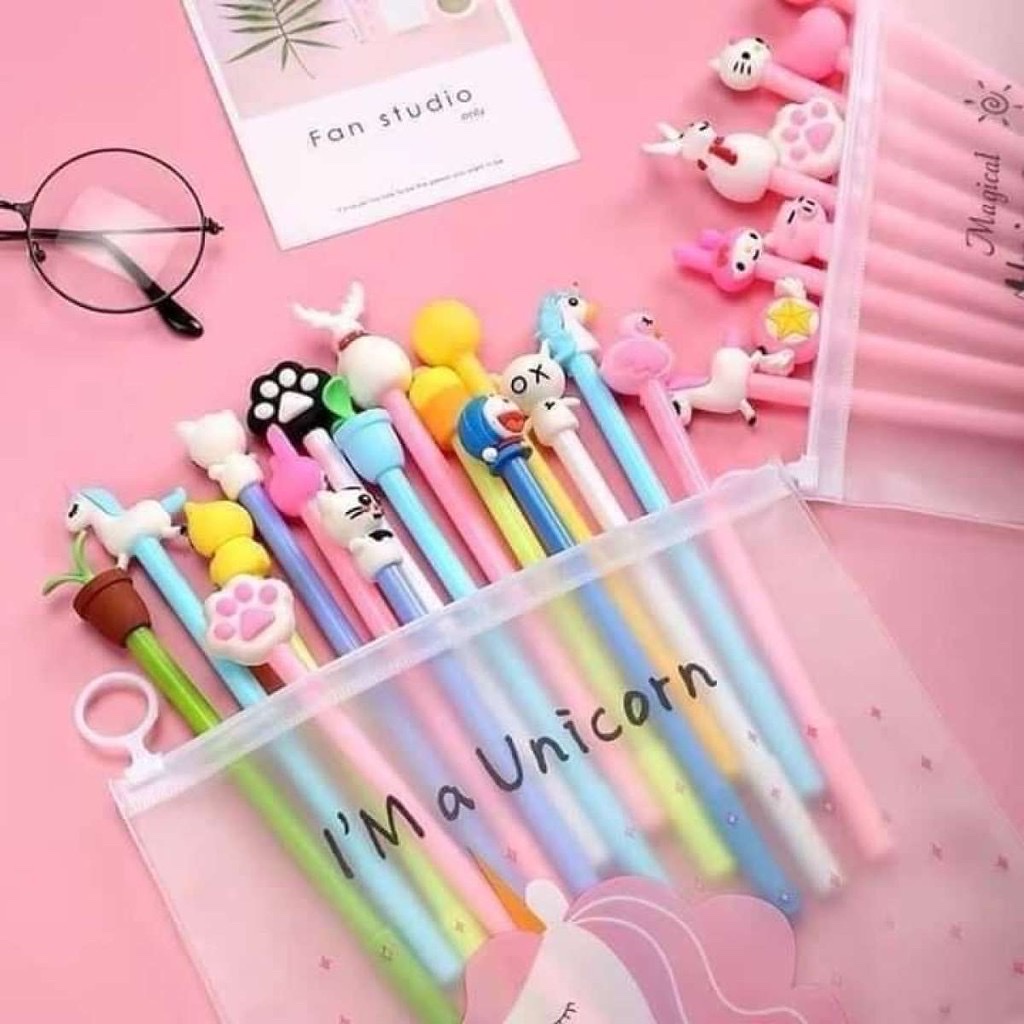 Túi 20 cây bút bi hình thú cho bé , kèm túi zip ,nhiều màu sắc ,ngộ nghĩnh ,xinh xắn ,đáng yêu cho bé tha hồ lựa chọn