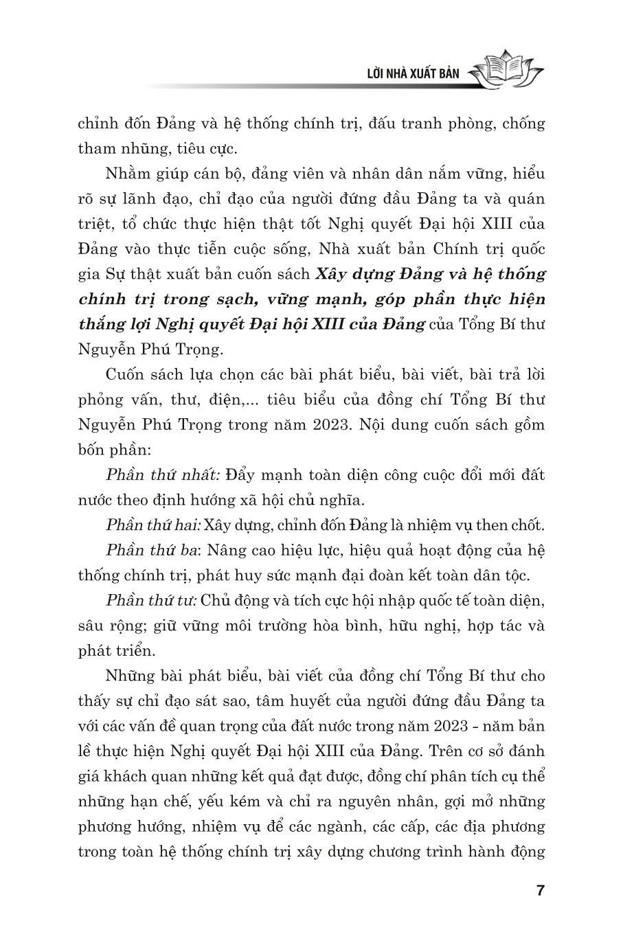 Xây dựng Đảng và hệ thống chính trị trong sạch, vững mạnh góp phần thực hiện thắng lợi nghị quyết Đại hội XIII của Đảng - bản in 2024