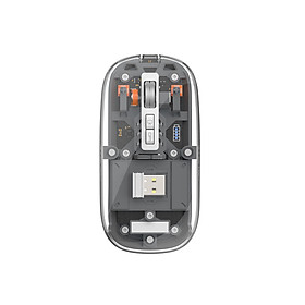 Chuột Wiwu Crystal WM105 thiết kế trong suốt, có chế độ Dual BT + 2.4G kết nối 3 thiết bị cùng lúc - Hàng chính hãng