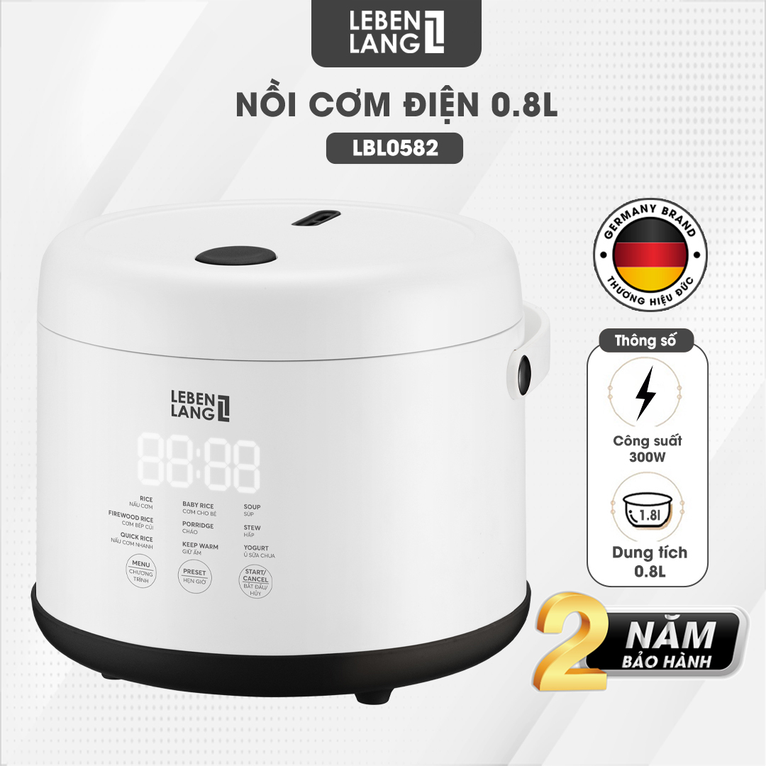 Nồi cơm điện tử mini Lebenlang LBL0582, 800ml, 300W, thiết kế hiện đại, bảo hành 2 năm - hàng chính hãng