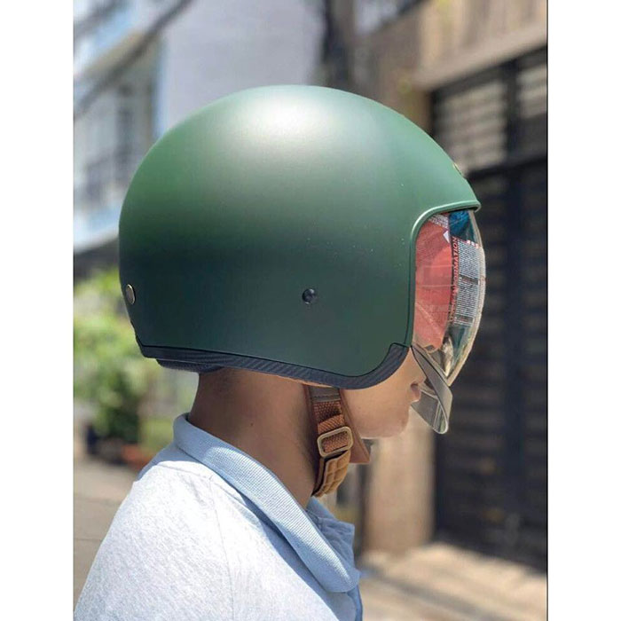 Nón bảo hiểm 3/4 ROYAL M139 có kính âm màu XANH LÍNH NHÁM