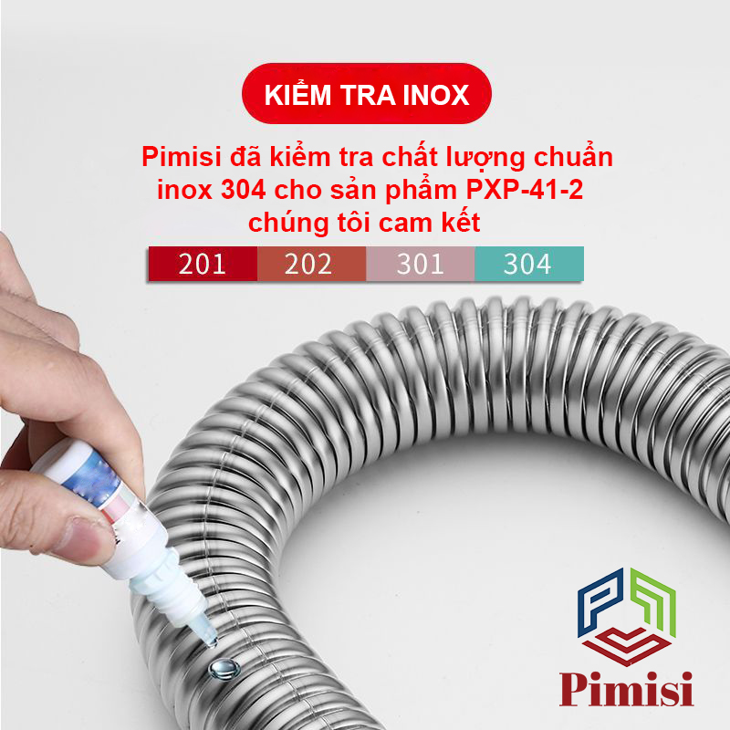 Xi Phông Chậu Rửa Bát Đôi Inox 304 Pimisi PXP-41-2 Cao Cấp Kiểu Chun Uốn - Kim Loại Bẻ Cong Được, Dùng Cả Nước Nóng Lạnh, Xả Thải Nước Bồn Rửa Chén 2 Hố Thu 11 cm - Thoát Nhanh, Chống Mùi Hôi Và Côn Trùng Gián, Chuột Cắn Phá - Có Thoát Tràn | Chính Hãng