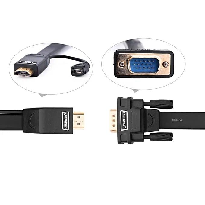 Ugreen UG40267MM101TK 1.5M màu Đen Cáp chuyển đỗi HDMI sang VGA kèm cổng trợ nguồn Micro USB - HÀNG CHÍNH HÃNG