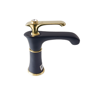 Vòi lavabo nóng lạnh đồng mạ tĩnh điện chân không đen đính đá Juno sofa Teady VCT- 3002A 