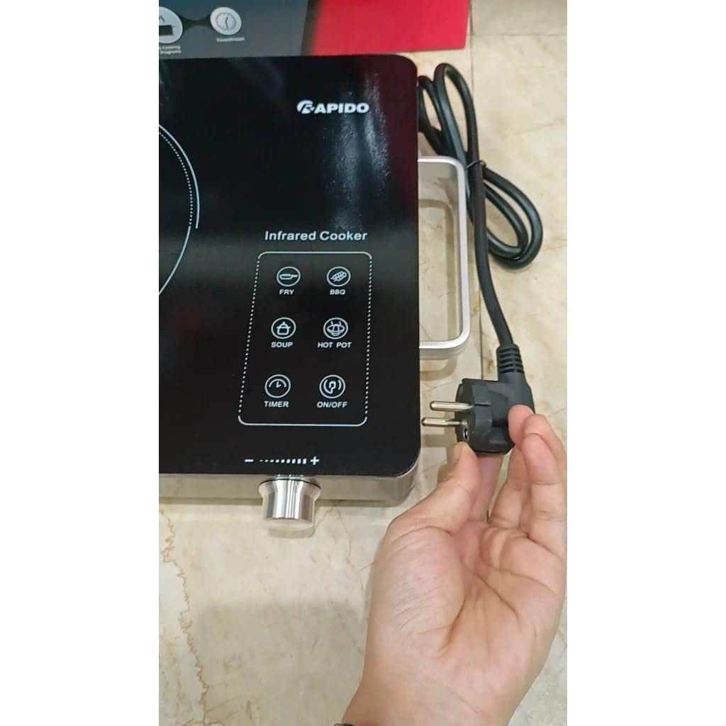 Bếp hồng ngoại đơn Rapido 2200W điều khiển cảm ứng, nấu nhanh tiết kiệm điện, dùng được mọi loại nồi chảo - Hàng chính hãng
