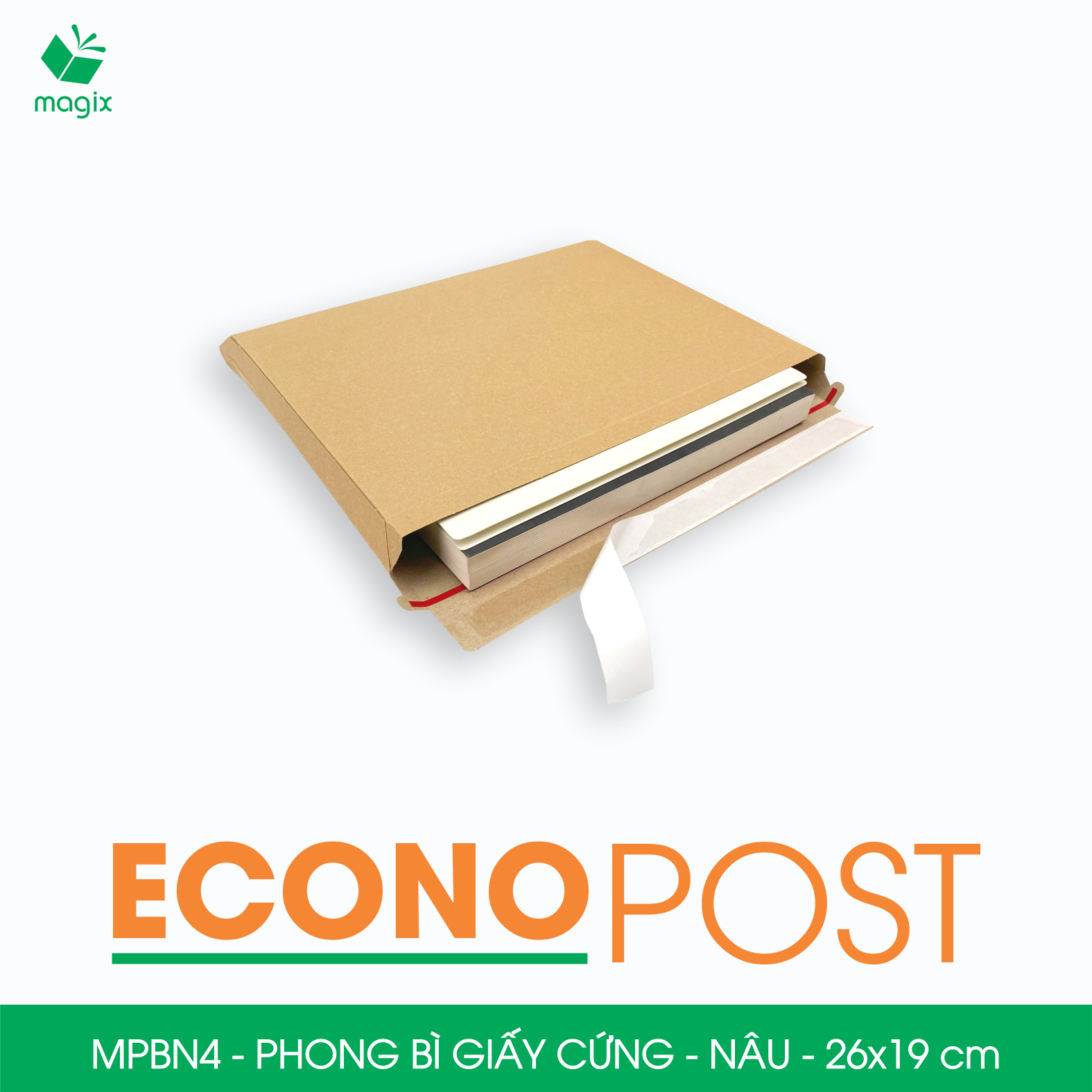 MPBN4 - 26x19 cm - Combo 20 phong bì giấy cứng đóng hàng màu nâu thay thế túi gói hàng