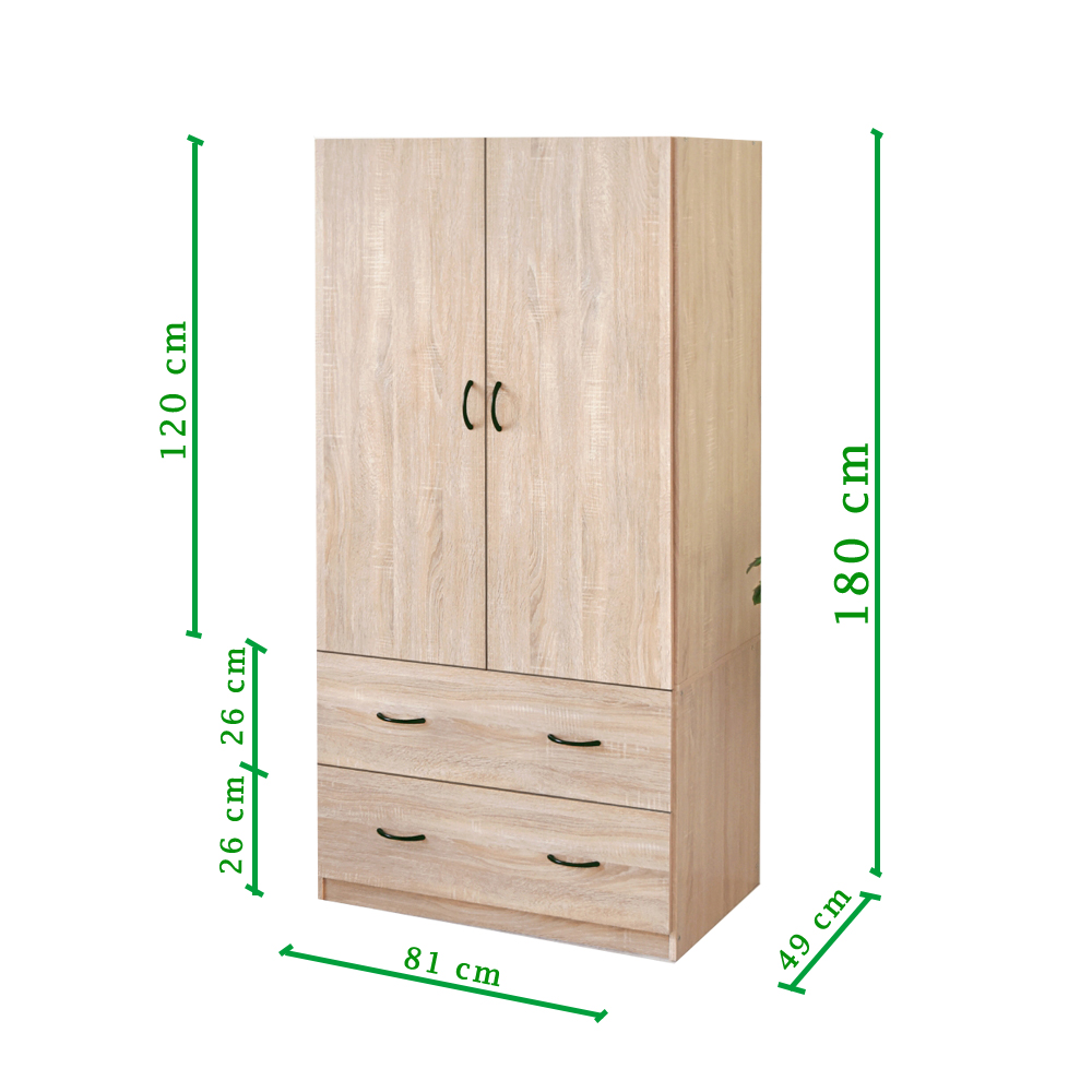 TỦ QUẦN ÁO ECOFURNIX GT2123 2 CÁNH HIỆN ĐẠI