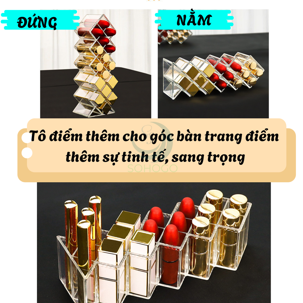 Kệ Đựng Son 28 Ô Acrylic Cao Cấp – Trong Suốt, Sang Trọng-Kệ Son Đa Năng 28 Ô – Phù Hợp Mọi Kích Cỡ Son