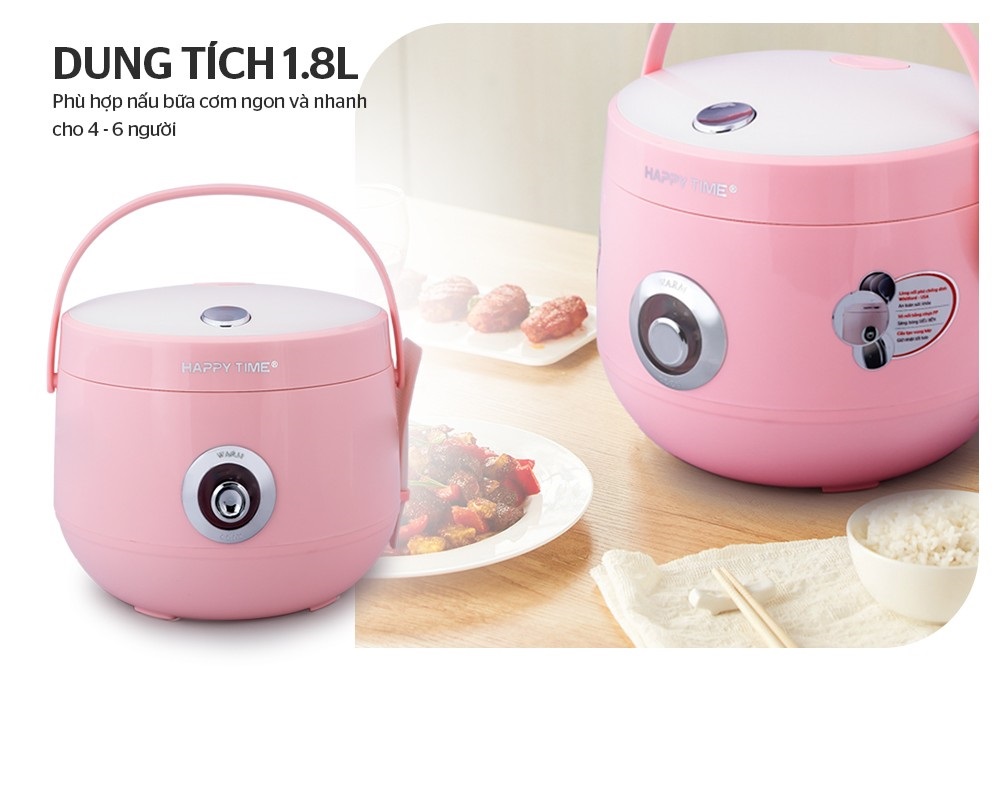 Nồi Cơm Điện 1.8L Happy Time Sunhouse HTD8521 - Màu Ngẫu Nhiên - Hàng Chính Hãng