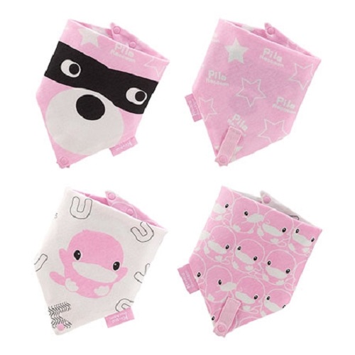 YẾM VẢI TAM GIÁC CHO BÉ CÓ NÚT BẤM GIỮ TY GIẢ/ CẮN NƯỚU KU2251 - SET 2 CÁI (MÀU HỒNG)