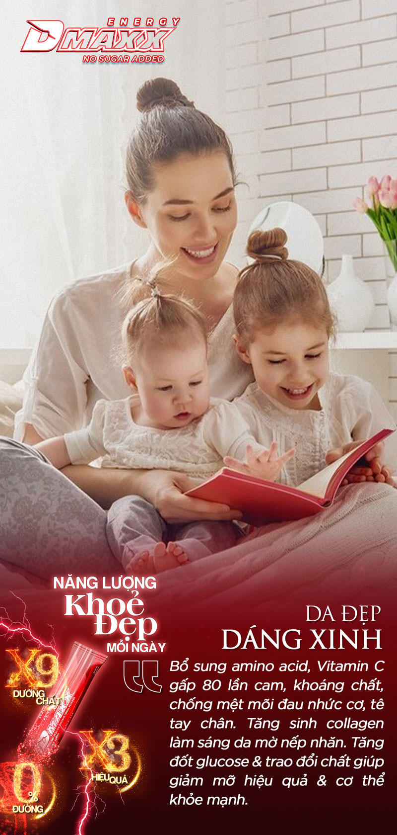 DMAXX thức uống bổ sung vitamin năng lượng không đường DAMODE 2 gói dùng thử màu đỏ
