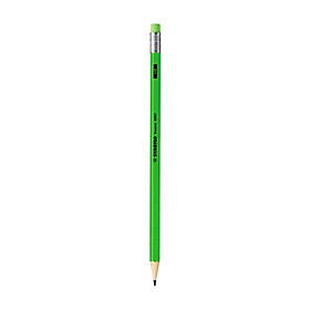 Bút chì gỗ STABILO Swano 4907 HB, có đầu tẩy - Xanh lá