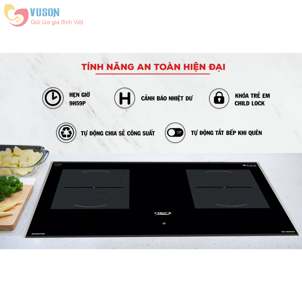 Bếp từ đôi Chefs EH-DIH666 - Hàng chính hãng