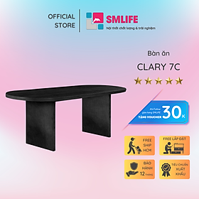 Bàn ăn đơn giản hình Oval phủ veneer tần bì hiện đại SMLIFE Clary 7C | D208,3 x R91,4 x C74,9cm | gỗ Sồi
