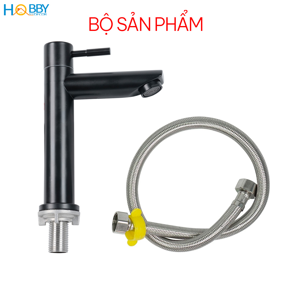 Vòi chậu rửa mặt lavabo lạnh Inox 304 sơn đen Hobby Home Decor LBL4D
