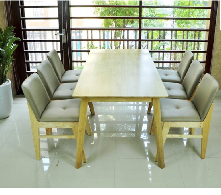 Bộ bàn ăn M6 Juno Sofa gỗ cao su tự nhiên