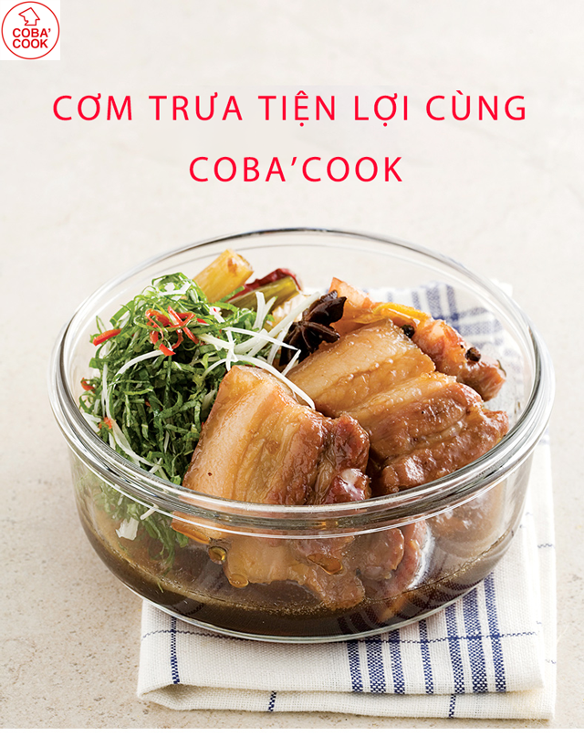 Bộ 4 hộp đựng cơm trữ thức ăn thực phẩm thủy tinh chịu nhiệt 2 hộp chữ nhật 370ml và 2 hộp tròn 400ml -CCR4L34
