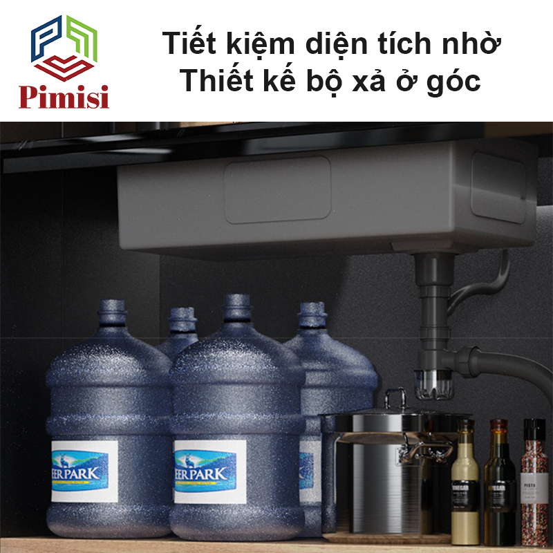 Chậu Rửa Bát Inox 1 Hố To Pimisi PB-7846 Luxury Làm Từ Thép Không Gỉ Inox Cao Cấp Kiểu Ngăn Lớn 1 Hộc, Kèm 1 Khay Bồn Rửa Chén Nhỏ Đơn Phụ Gác Chậu - Tháo Rời Với Đầy Đủ Phụ Kiện Xi Phông, Gắn Được Cả Bán Âm - Dương Bàn Đá Bếp | Hàng Chính Hãng