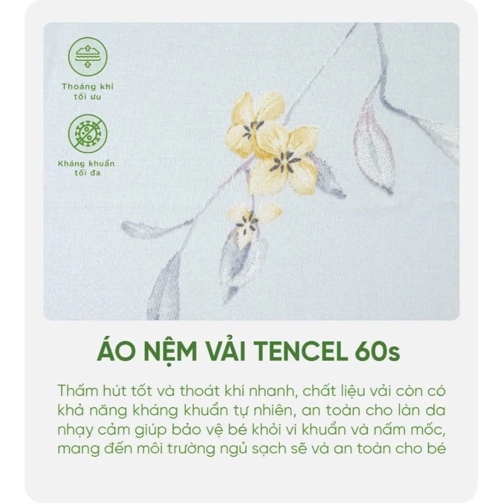 Nệm cao su thiên nhiên em bé Tatana Baby Care- Độ cao 2cm-Dành cho bé đi học hoặc sơ sinh-Màu ngẫu nhiên
