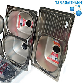 Chậu Rửa Bát Inox Chính Hãng Tân Á Đại Thành Nhiều Kích Thước - Loại 2 hộc, 1 hộc 1 cánh,..Tặng kèm bộ xi phông