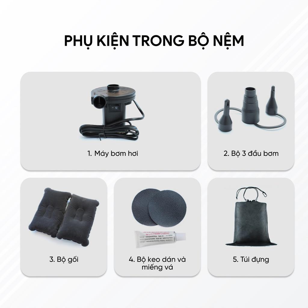 Giường Nệm Hơi Ô Tô Cao Cấp - Đệm Ô Tô Cho Xe 5,7 Chỗ - Phiên Bản Chống Nóng Lưng -
