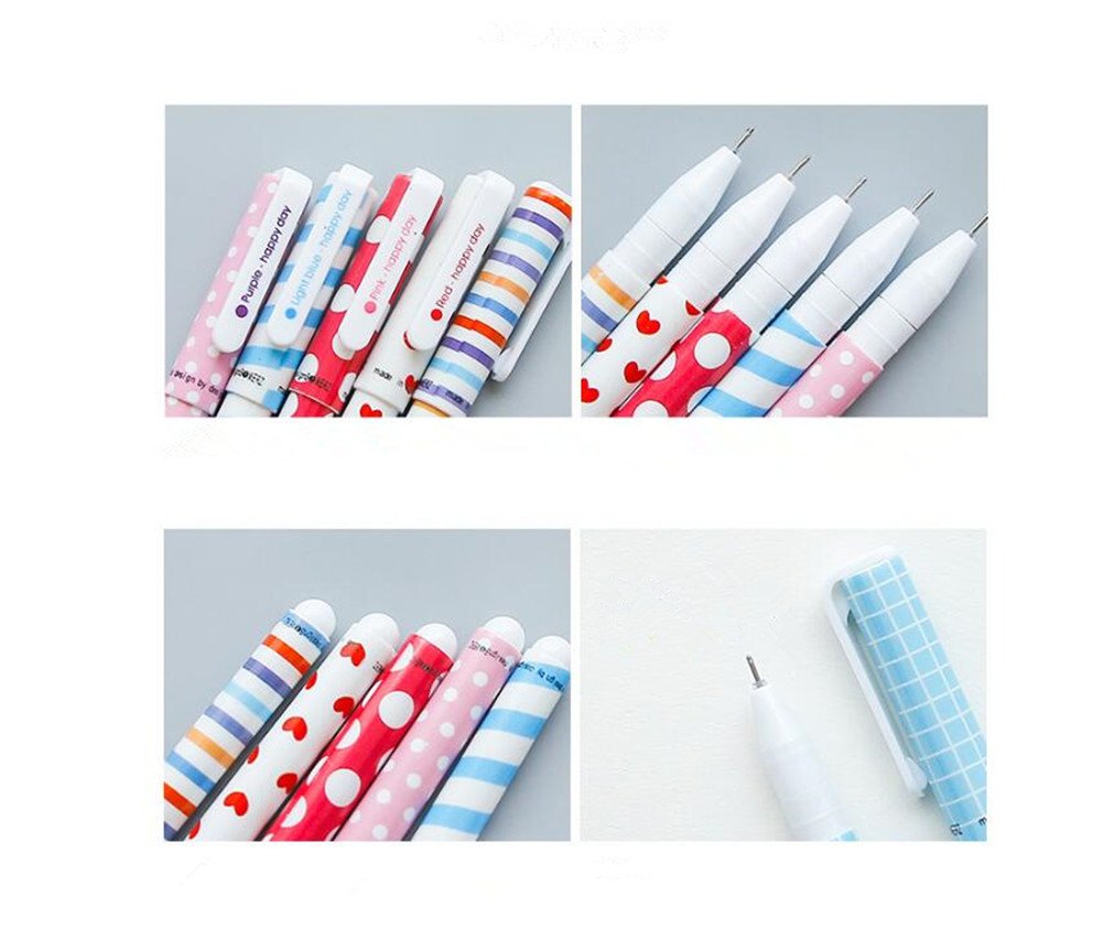 Combo 10 bút mực nước gel xanh dương đậm nhạt xanh lá tím hồng cam đỏ ngân hà hoạt hình họa tiết cute