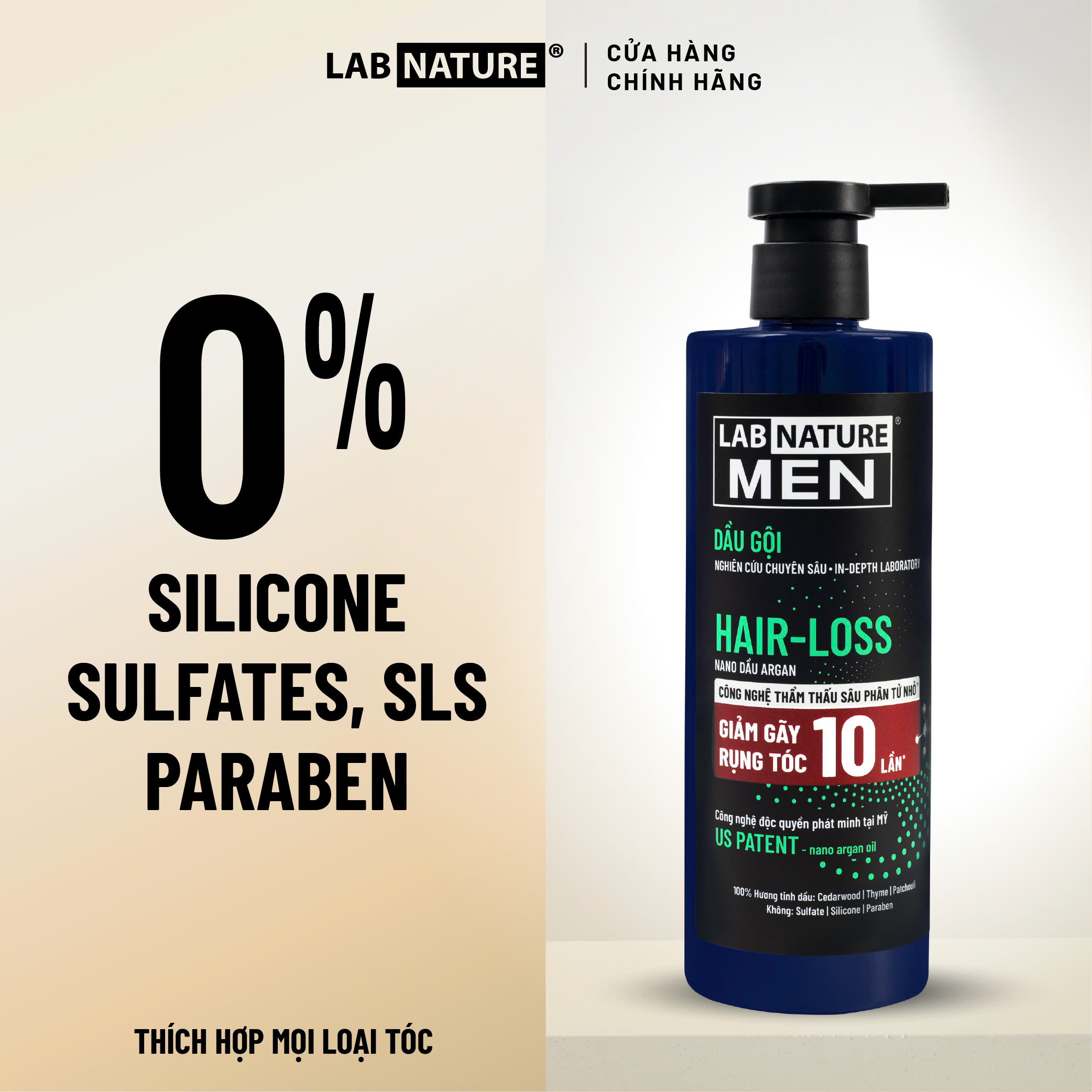 Dầu gội Lab Nature Men Hair-loss 260g - Công nghệ Nano Giảm Rụng Tóc 10 Lần