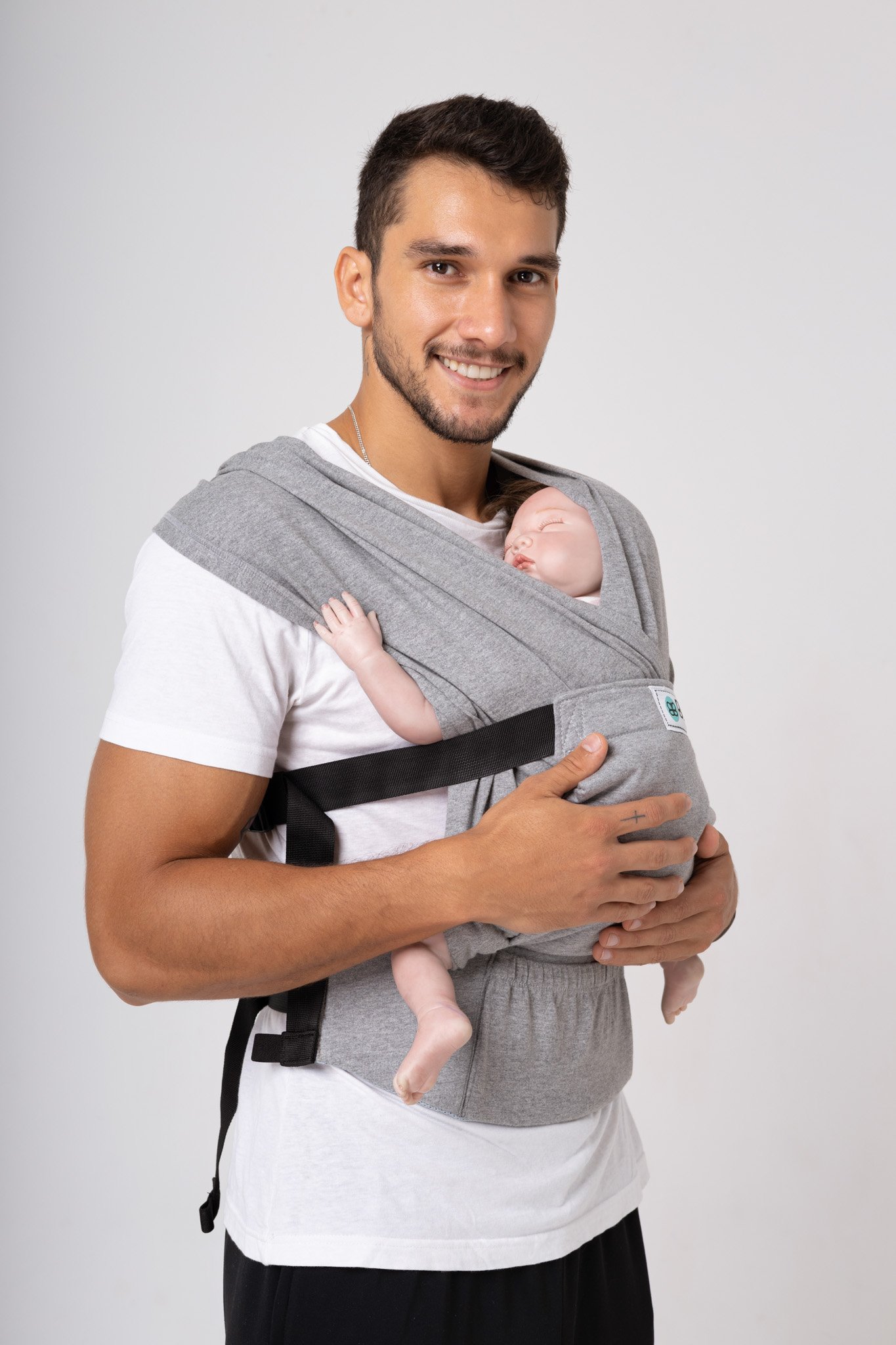 Địu vải BUBI Gen 3 - 100% Cotton - XÁM TIÊU