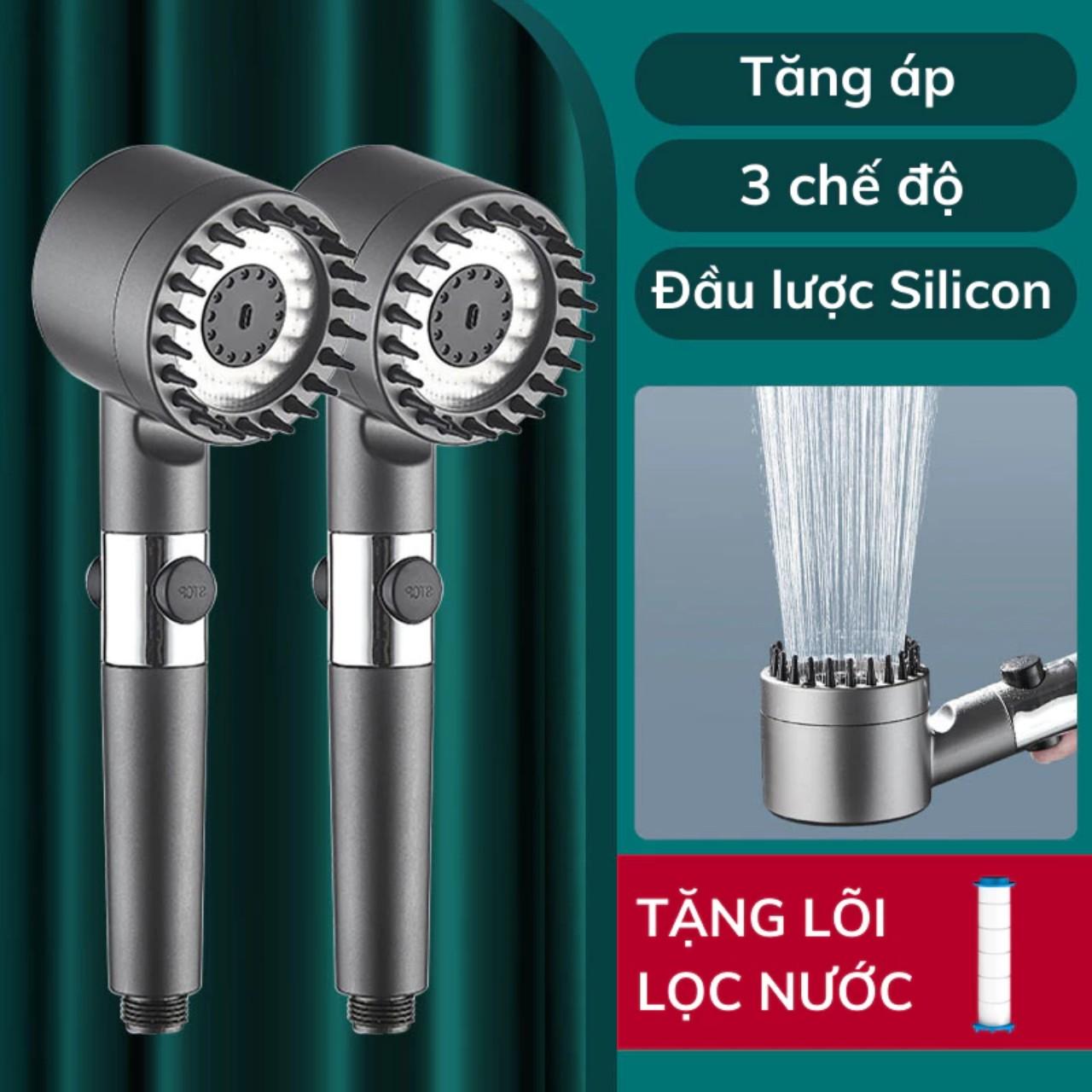 Vòi Sen Tăng Áp, Đầu Vòi Hoa Sen Mát Xa 4 Trong 1, 3 Chế Độ Áp Suất Cao Tiết Kiệm Nước, Lõi Cotton Lọc Cho Nhà Tắm - HÀNG chính hãƞg MINIIN