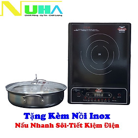 Bếp điện từ Ladomax Ha667 tặng kèm nồi lẩu inox, Phím cơ, bảo hành 12 tháng-Nấu nhanh sôi-Hàng Chính Hãng
