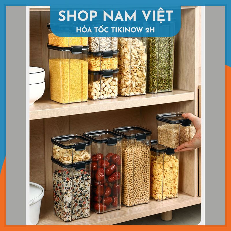 Hộp Nhựa Trong Suốt Bảo Quản Đồ Khô Kín Khí, Có Thể Xếp Chồng