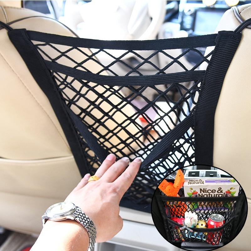 Túi lưới gắn ghế ô tô 3 lớp đa năng vách ngăn ghế sau xe ô tô đàn hồi đa chức năng giúp lái xe an toàn Freeship
