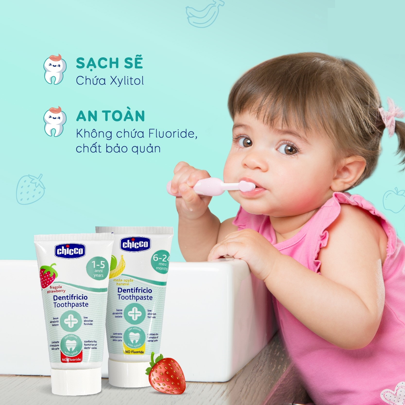 Kem đánh răng hương Chuối - Táo Chicco 6M+