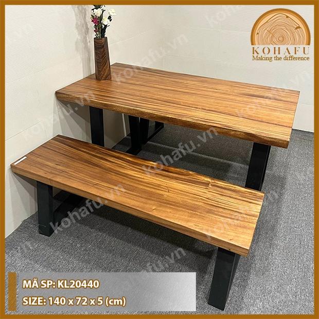 BÀN ĂN GIA ĐÌNH CHỮ NHẬT GỖ NGUYÊN TẤM ME TÂY - KL20440
