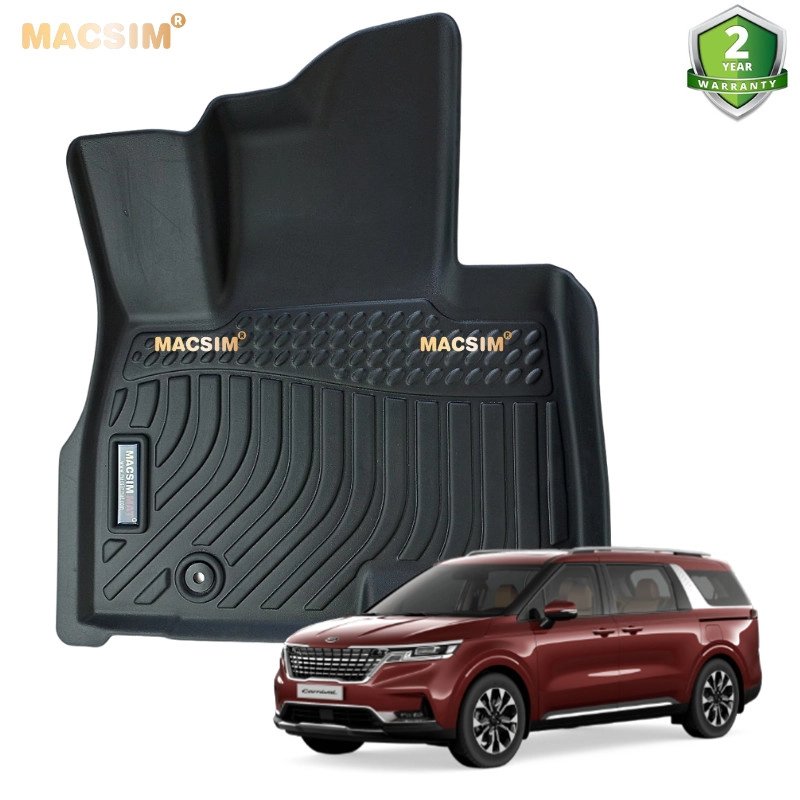 Thảm lót sàn ô tô xe Kia Carnival 2022 (sd) nhãn hiệu Macsim - 3 hàng ghế chất liệu tpe màu đen hàng loại 1