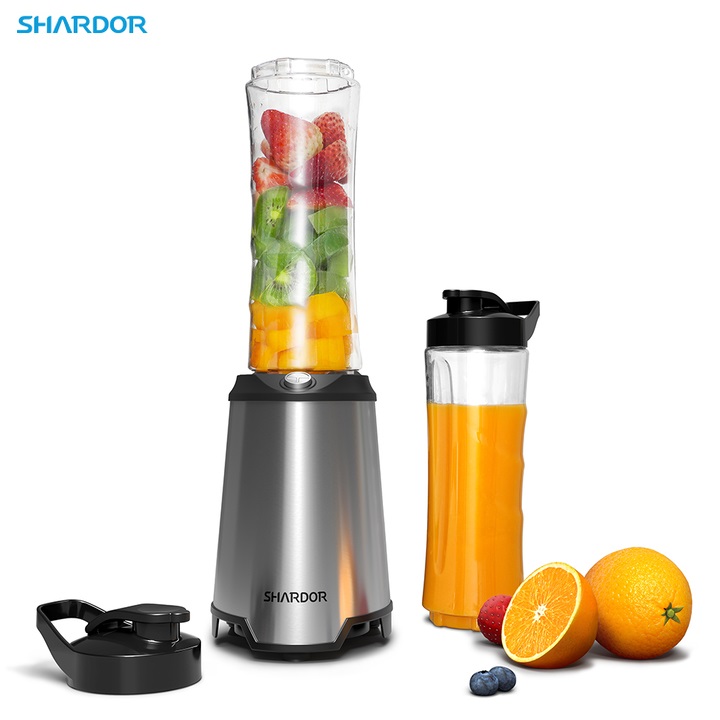 Máy xay sinh tố 2 ly nhãn hiệu Shardor PB615B công suất 300W, dung tích 600 ml - Hàng Nhập Khẩu